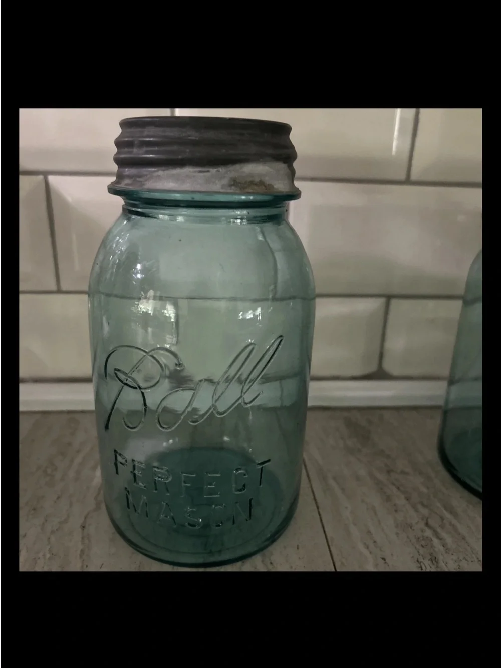 Ball Perfect Mason Jar Blue 1910-1923 With Lid Quart Canning Glass Jar
